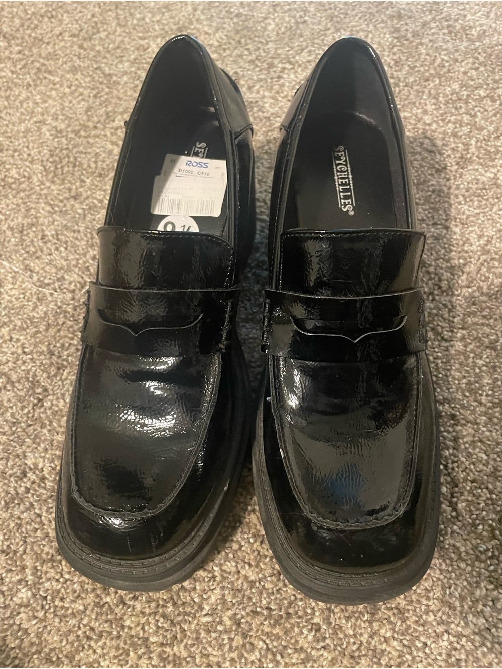 Seychelles Black Patent Leather Penny Loafers